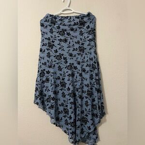 One Clothing Asymmetrical Skirt in Blue and Black Floral
